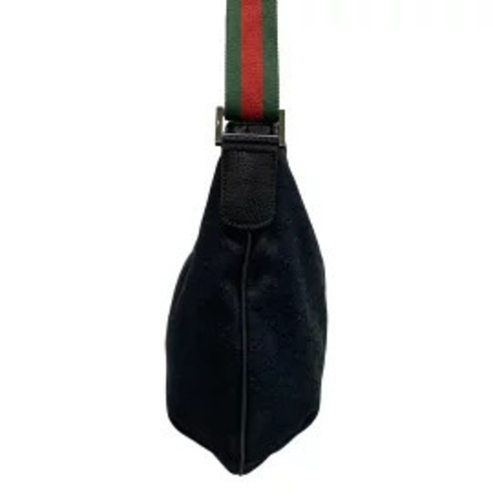 Gucci GG Sherry Web Shoulder Bag Black Leather